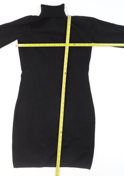 Bershka Women’s Black Roll Neck Long Sleeve Tunic Jumper Size 14