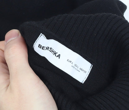 Bershka Women’s Black Roll Neck Long Sleeve Tunic Jumper Size 14