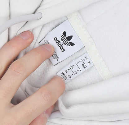 Adidas Women Beige Hooded Pullover Sweatshirt Size 12 Cotton Blend