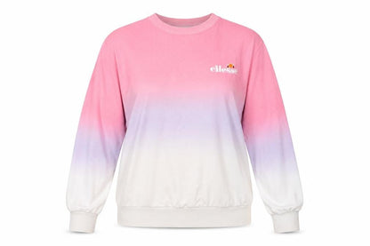 Ellesse Womens Pink Ombre Crew Neck Sweatshirt UK 12 Cotton Blend