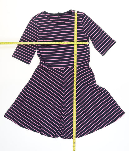 Vero Moda Women's Blue Pink Striped A-Line Knit Dress Size S