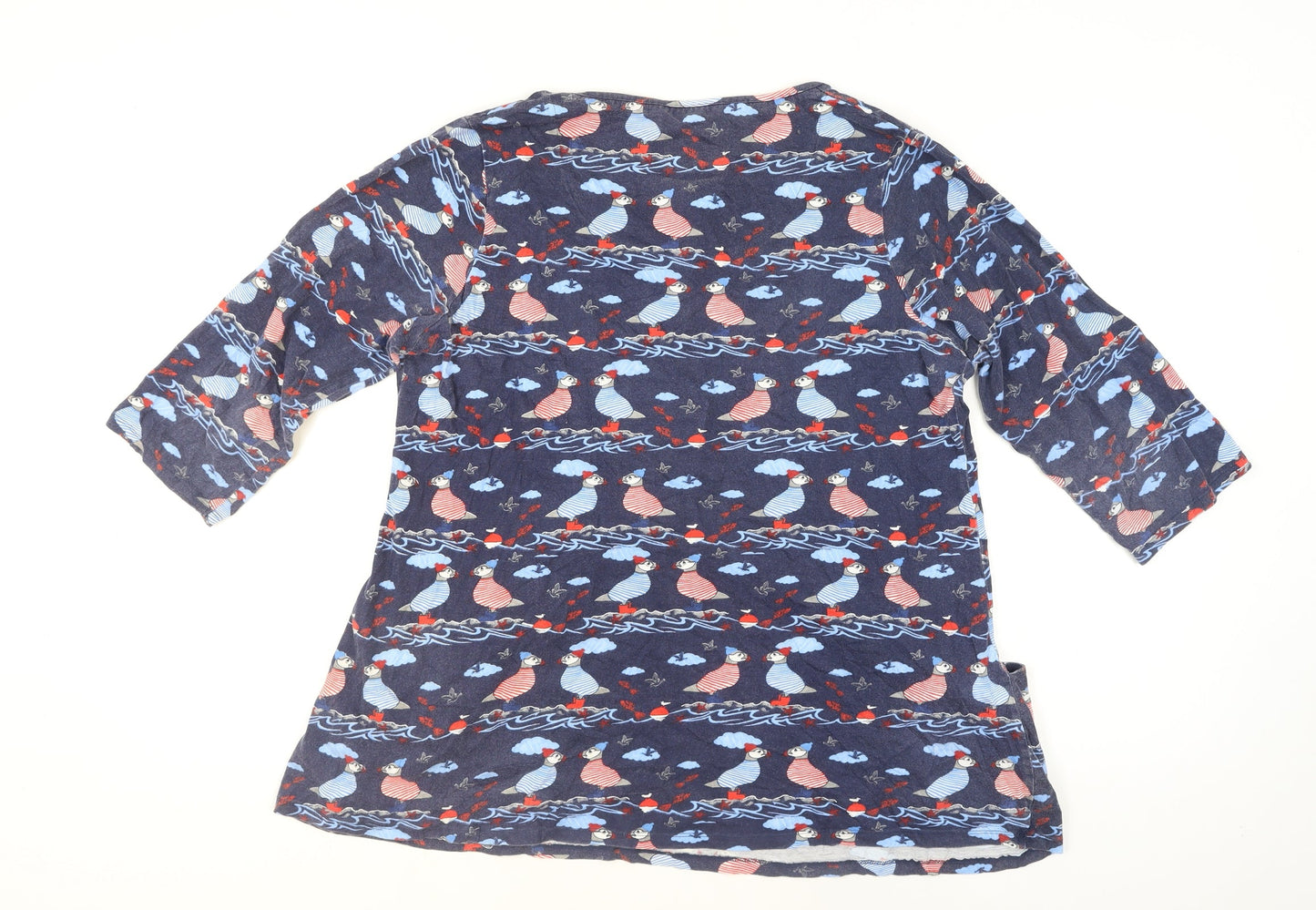 Country Rose Women's Blue Puffin Tunic Top 3/4 Sleeve 100% Cotton M