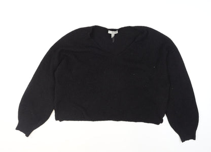 ASOS Women Black V-Neck Knit Pullover Jumper Size 10