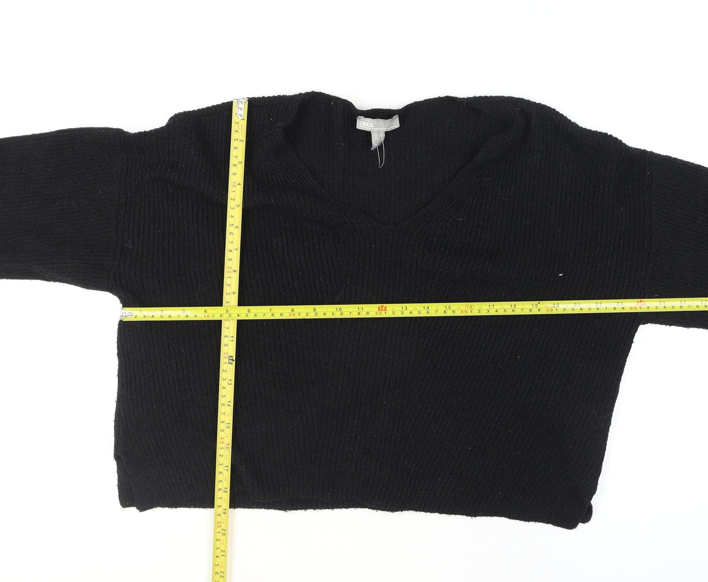 ASOS Women Black V-Neck Knit Pullover Jumper Size 10