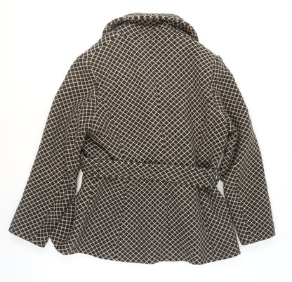 Marks and Spencer Women Brown Check Wool Blend Blazer Jacket UK 18