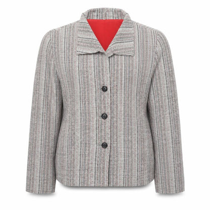 Fisser Women Grey Wool Blend Tweed Blazer Jacket Size 18