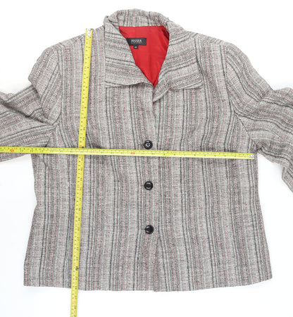 Fisser Women Grey Wool Blend Tweed Blazer Jacket Size 18