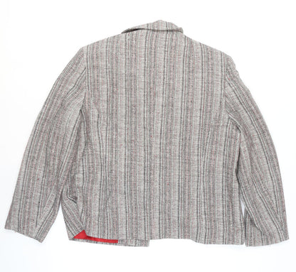 Fisser Women Grey Wool Blend Tweed Blazer Jacket Size 18