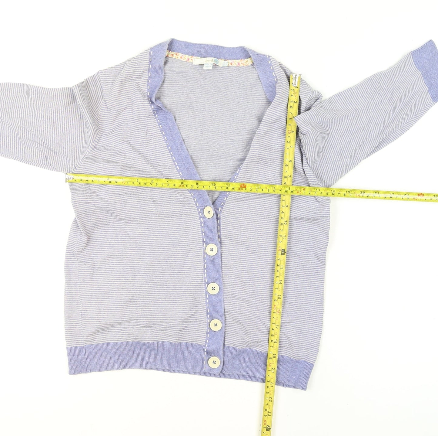 Boden Women's Blue Striped V-Neck Cardigan Size 16