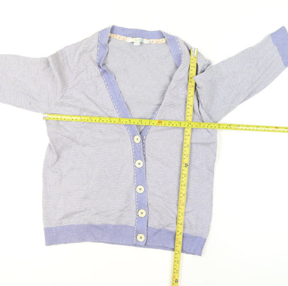 Boden Women's Blue Striped V-Neck Cardigan Size 16