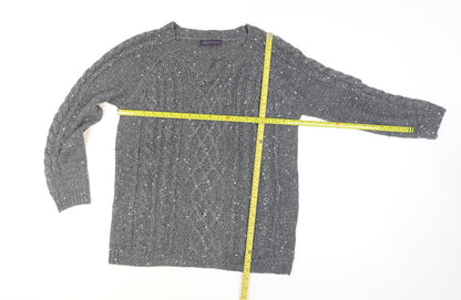 Marks and Spencer Women’s Grey Sequin Cable-Knit Jumper Size 16