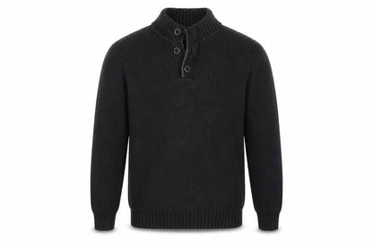 Lagerfeld Men's Black High Neck Button Henley Jumper XL