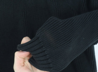 Lagerfeld Men's Black High Neck Button Henley Jumper XL