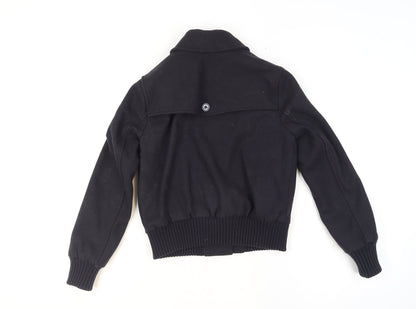 GAP Women’s Black Wool Bomber Jacket XS Classic Button Front