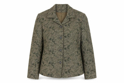 Talbots Collection Women's Brown Wool Tweed Floral Blazer Size 12