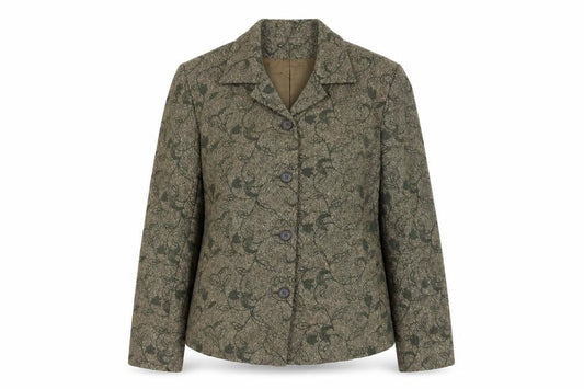 Talbots Collection Women's Brown Wool Tweed Floral Blazer Size 12