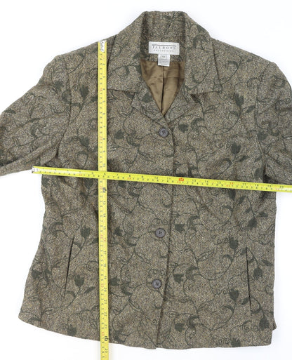 Talbots Collection Women's Brown Wool Tweed Floral Blazer Size 12