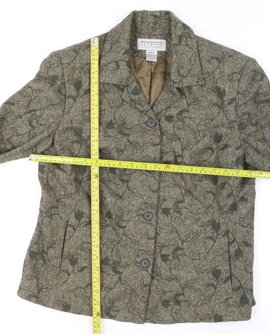 Talbots Collection Women's Brown Wool Tweed Floral Blazer Size 12