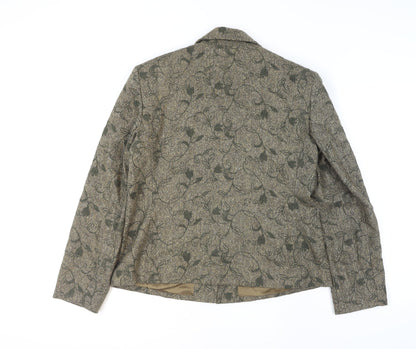 Talbots Collection Women's Brown Wool Tweed Floral Blazer Size 12