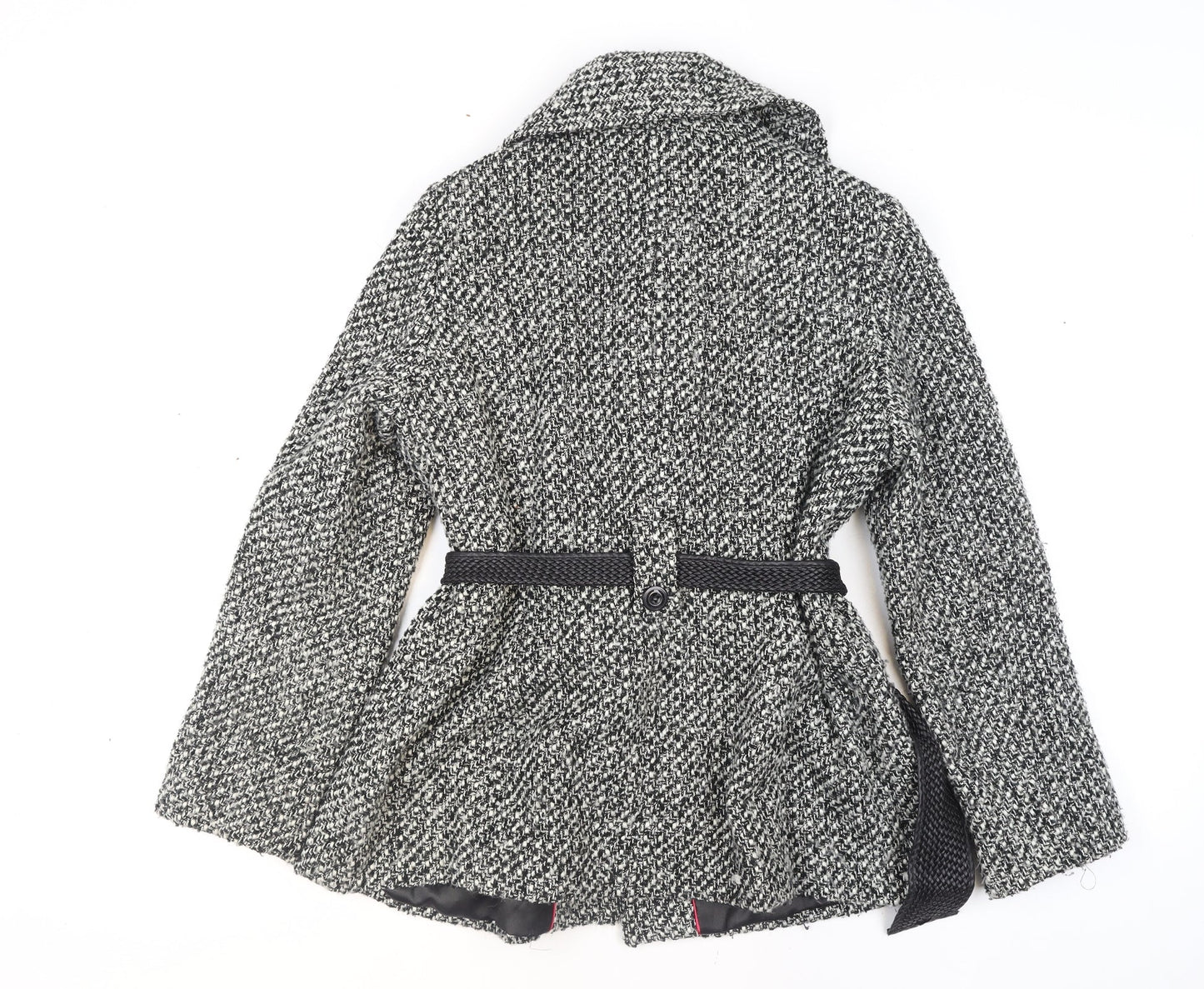 Marks and Spencer Women’s Grey Tweed Belted Pea Coat Size 14