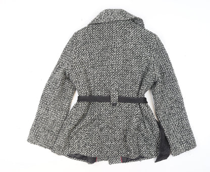 Marks and Spencer Women’s Grey Tweed Belted Pea Coat Size 14