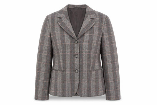 Taifun Women Grey Check Wool Blend Blazer Jacket Size 14