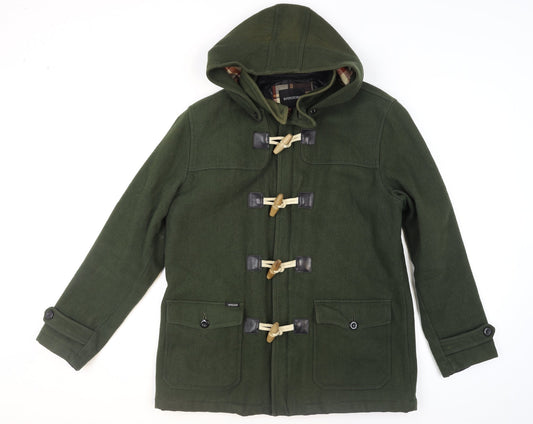 Prototype Men's Green Wool Duffle Coat Hooded Toggle Lined Size L