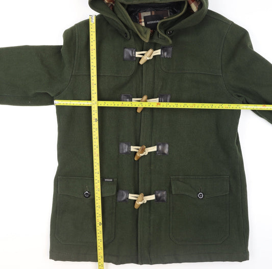 Prototype Men's Green Wool Duffle Coat Hooded Toggle Lined Size L