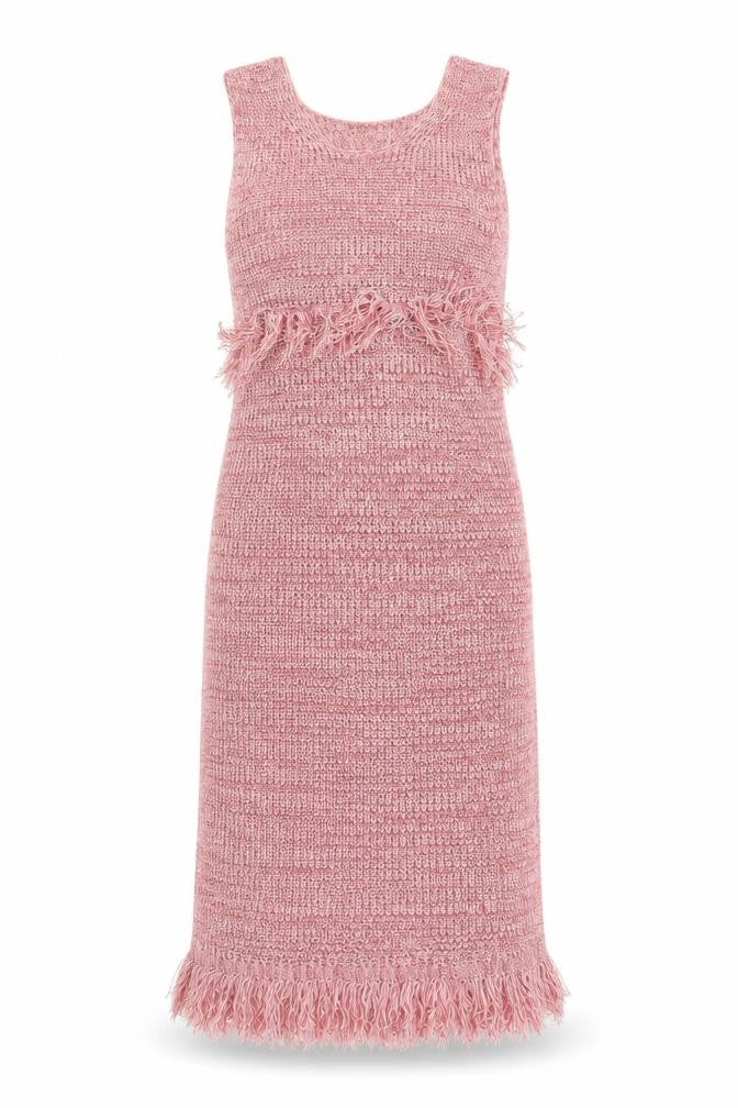 PRETTYLITTLETHING Women Pink Size 12 Knit Tassel Bodycon Midi Dress