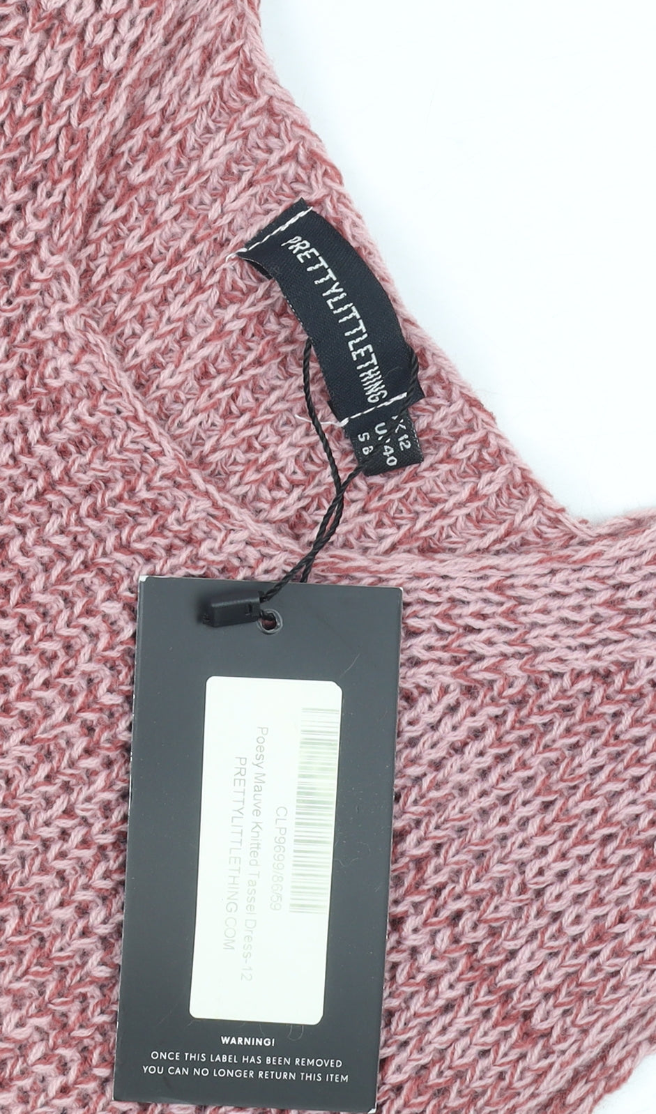 PrettyLittleThing Women Pink Size 12 Knit Tassel Bodycon Midi Dress