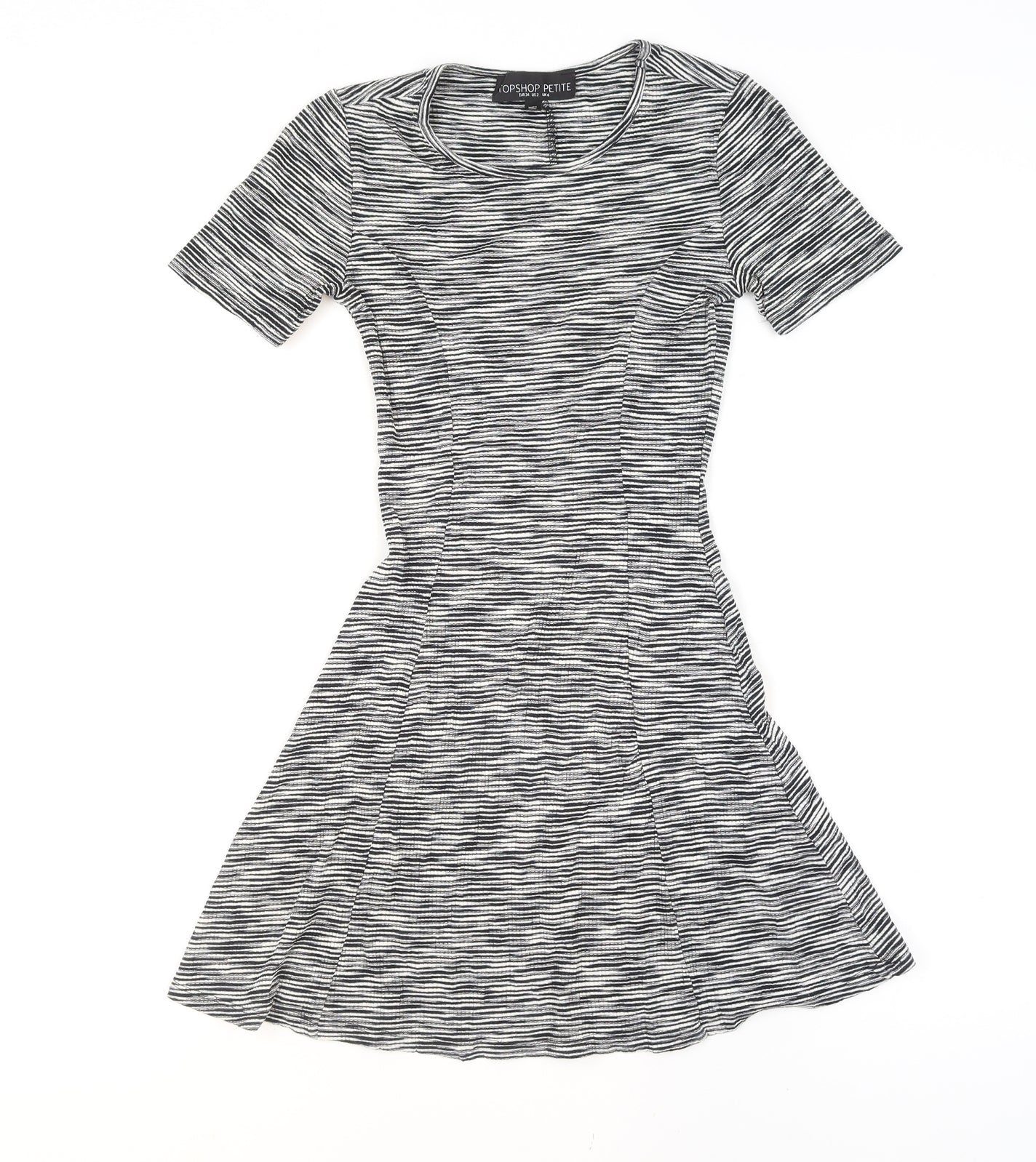 Topshop Petite Women’s Black Striped Fit & Flare Dress Size 6