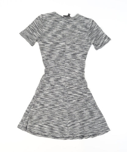 Topshop Petite Women’s Black Striped Fit & Flare Dress Size 6