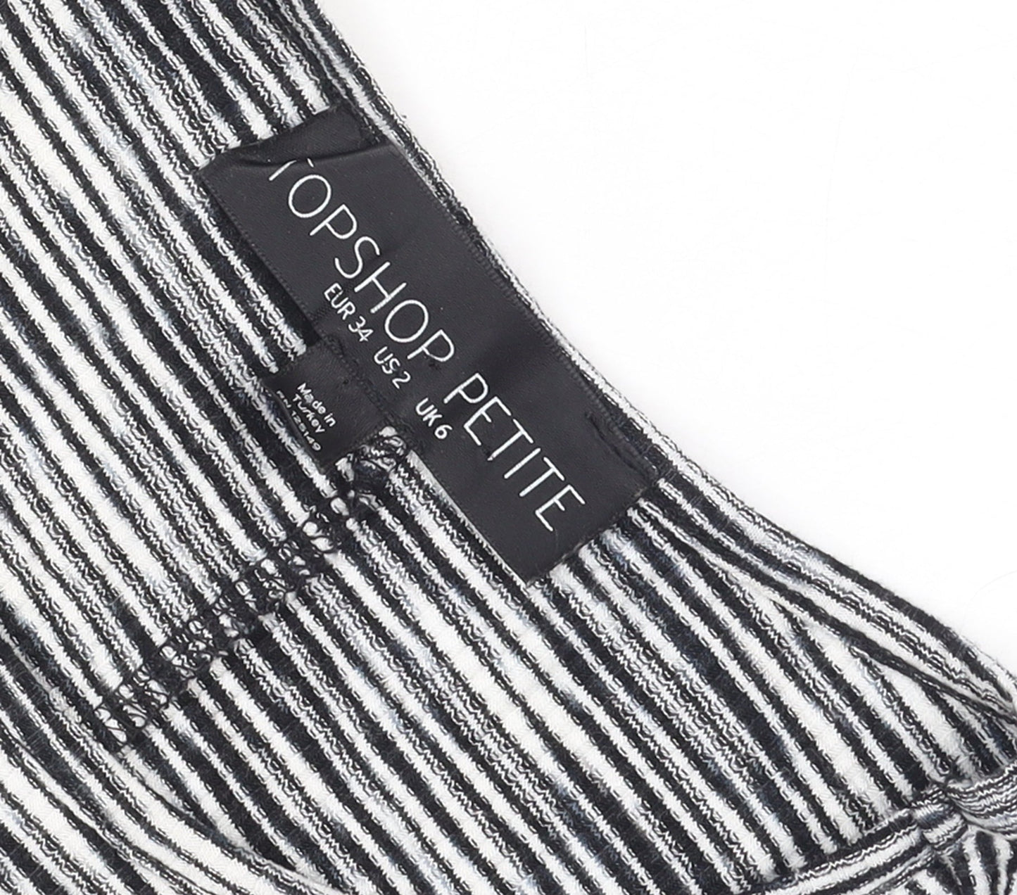 Topshop Petite Women’s Black Striped Fit & Flare Dress Size 6