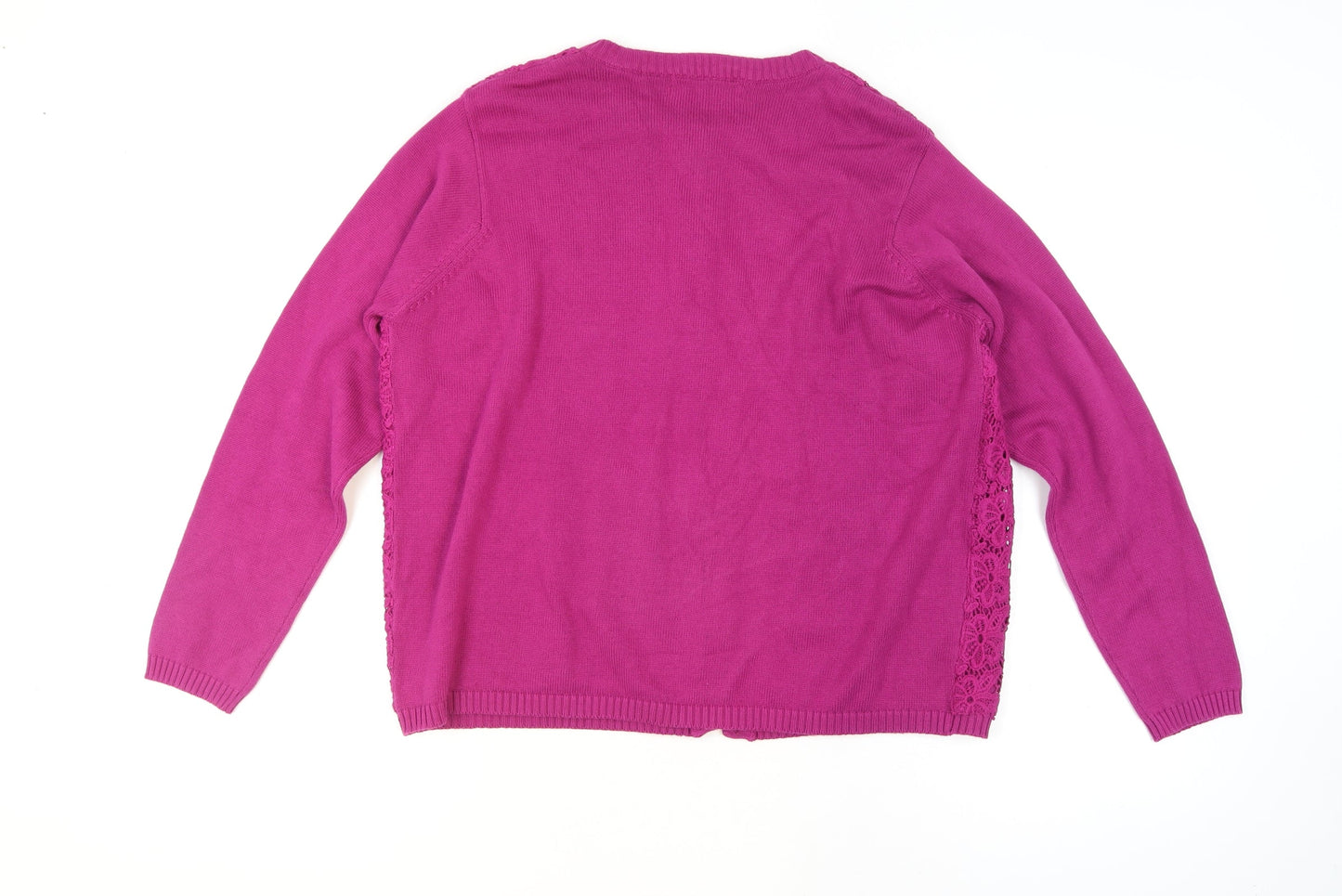Lily Ella Women's Pink Lace Front Cotton Cardigan 2XL Long Sleeve