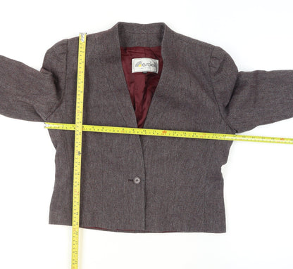 Le Soleil Women Brown Tweed Single-Breasted Blazer Size 12 Wool Blend