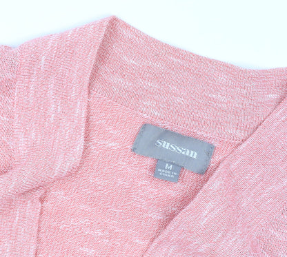 Sussan Women Pink Cardigan Medium Viscose Acrylic Knit Lightweight
