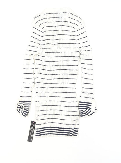 Principles Petite by Ben de Lisi Women's White Striped Knit Button-Up Cardigan Size 6