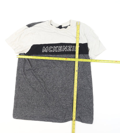 McKenzie Men's Grey Colourblock Short Sleeve Crew Neck T-Shirt Size M