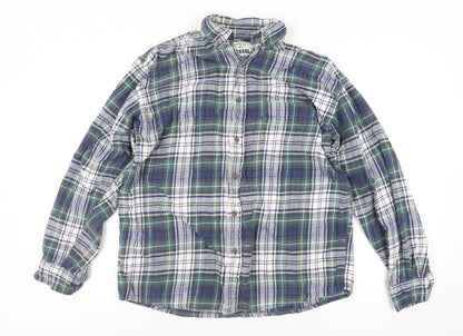 American Eagle Men’s Blue Plaid Flannel Button-Up Shirt L