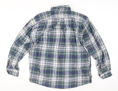 American Eagle Men’s Blue Plaid Flannel Button-Up Shirt L