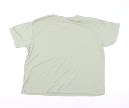 Bonmarché Women’s Green Embroidered V-Neck Cotton T-Shirt Size L