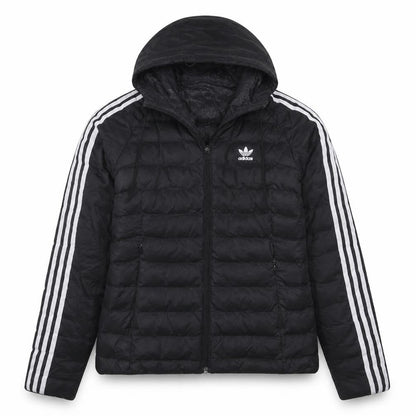 Adidas Womens Black Size 8 Hooded Puffer Jacket with Logo