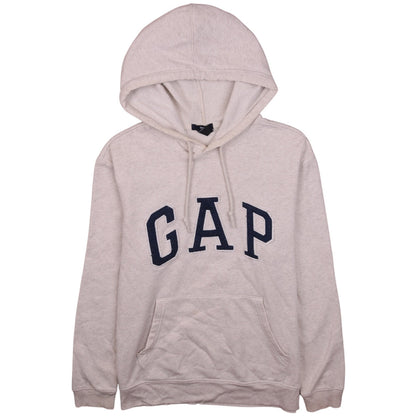 Gap Women Beige Small Pullover Hoodie with Logo and Pockets