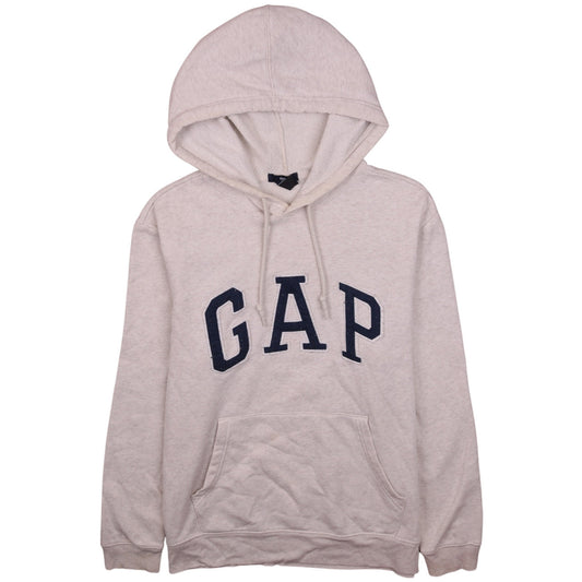 GAP Women Beige Small Pullover Hoodie with Logo and Pockets