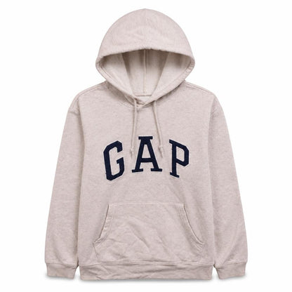 Gap Women Beige Small Pullover Hoodie with Logo and Pockets