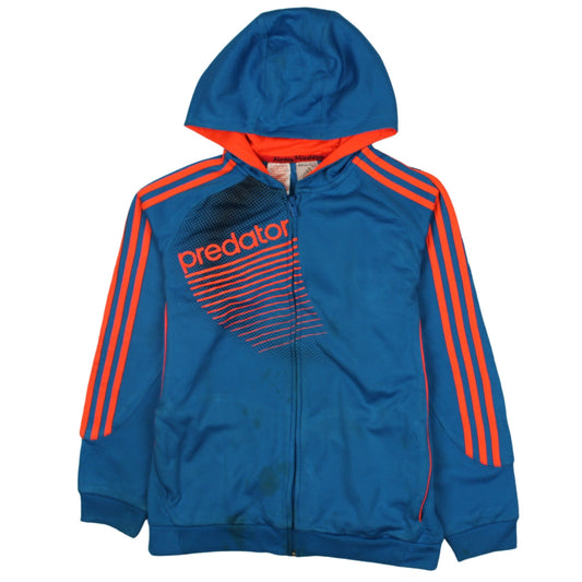 adidas Boys Blue Predator Track Jacket 11-12 Years Hooded Full Zip Sportswear