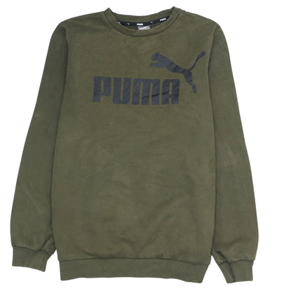 Puma Boys Khaki Green Crew Neck Sweatshirt XL 14-15 Years Logo Graphic