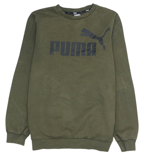 Puma Boys Khaki Green Crew Neck Sweatshirt XL 14-15 Years Logo Graphic