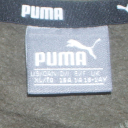Puma Boys Khaki Green Crew Neck Sweatshirt XL 14-15 Years Logo Graphic