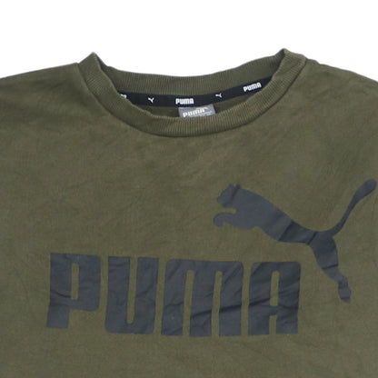 Puma Boys Khaki Green Crew Neck Sweatshirt XL 14-15 Years Logo Graphic